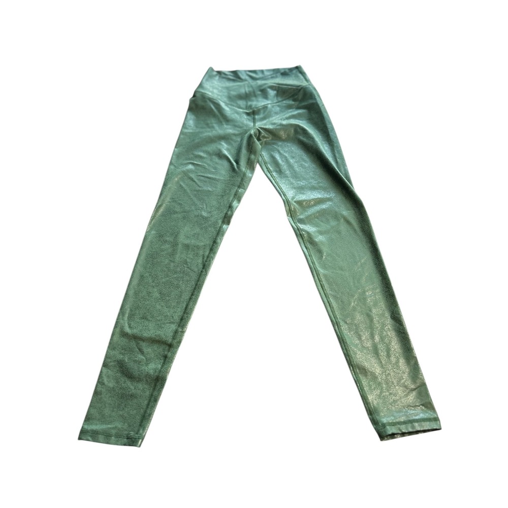 Aerie Offline Shiny Liquid Metallic Leggings High Waist‎ S P CH Green